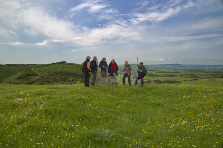HART monitoring volunteers in the East Midlands HART Volunteers survey at Bronze-Age burial mound at Newtimber Hill